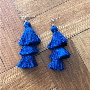 Blue fringe earrings never worn!